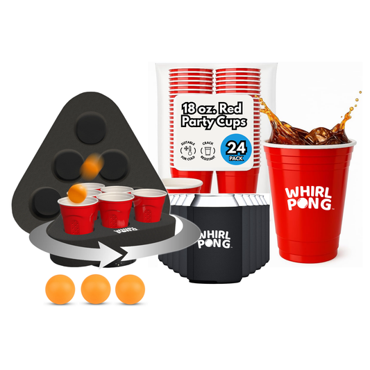 Whirl Pong Party Pack - Includes Game Set, Cups, Balls, & Koozies
