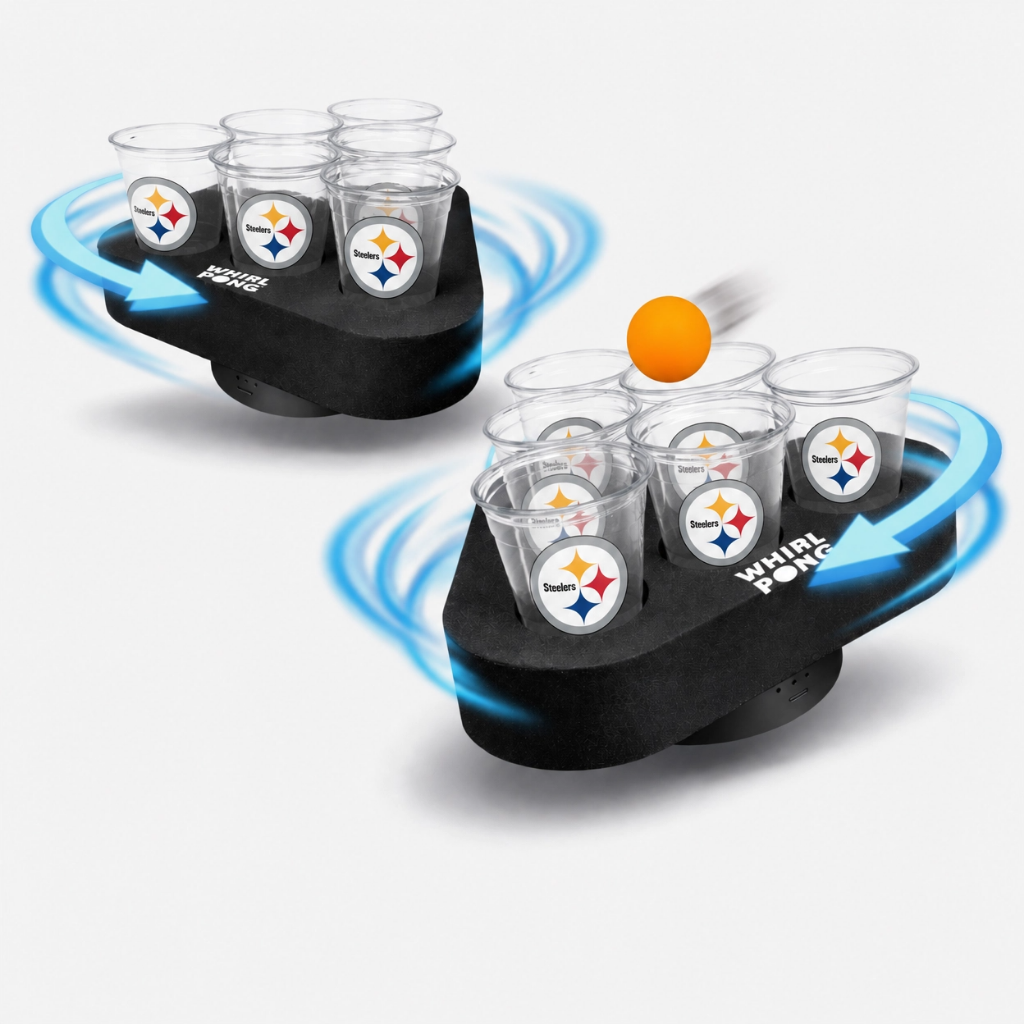Whirl Pong™ Pro Football Edition (Set of 2) | Includes Pittsburgh Solo Cups + Orange Ping Pong Balls | Pre-Order – Ships Late May