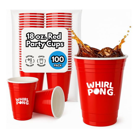 Whirl Pong 18 oz Red Plastic Disposable Party Cups