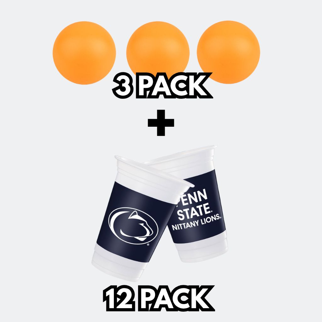 Whirl Pong™ Penn State Bundle (Set of 2) | Includes Penn State Solo Cups + Orange Ping Pong Balls