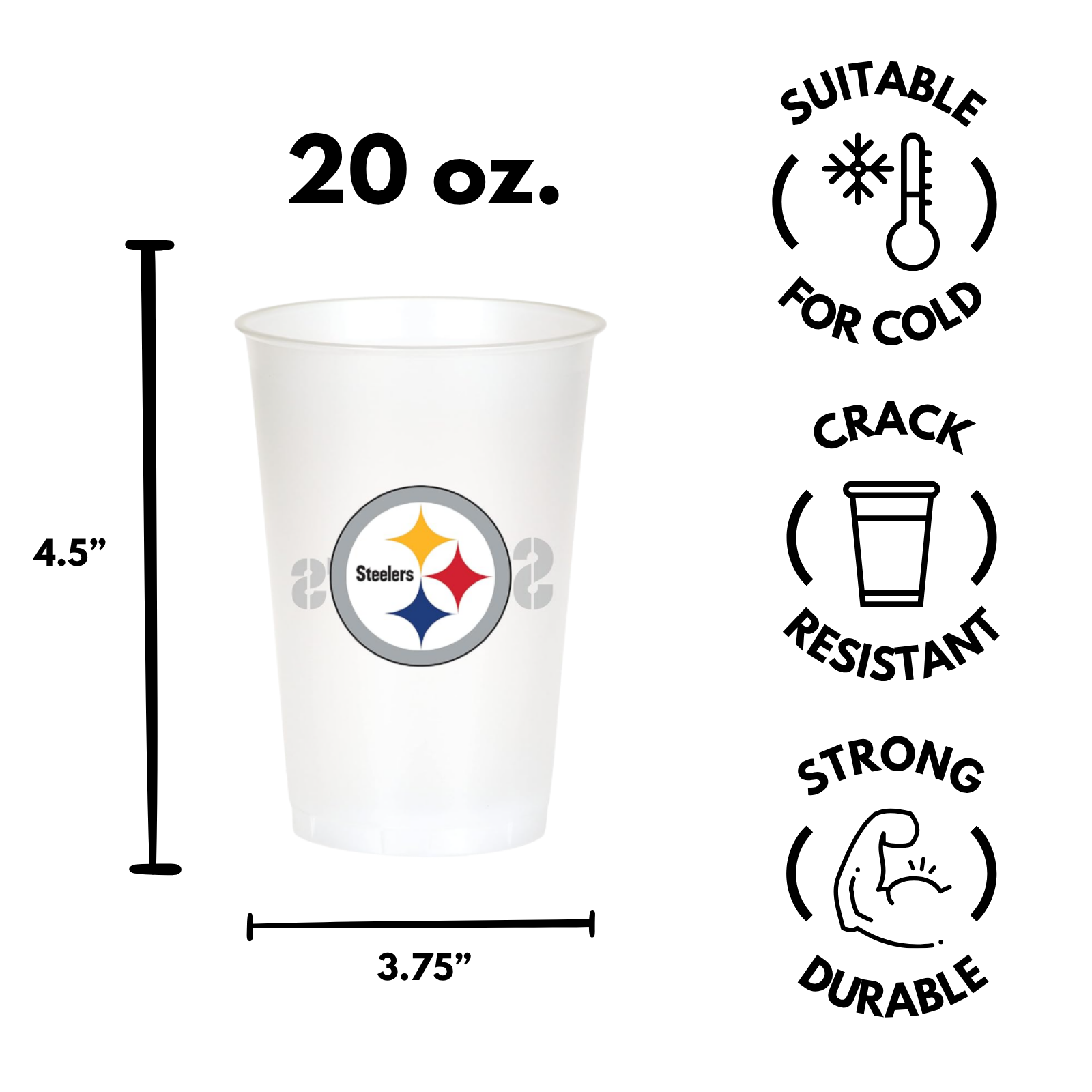 Pittsburgh Steelers Cups & Orange Ping Pong Balls