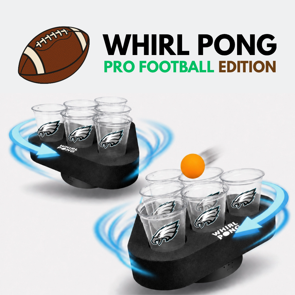 Whirl Pong™ Eagles Party Bundle (Set of 2) | Includes Eagles Solo Cups + Orange Ping Pong Balls
