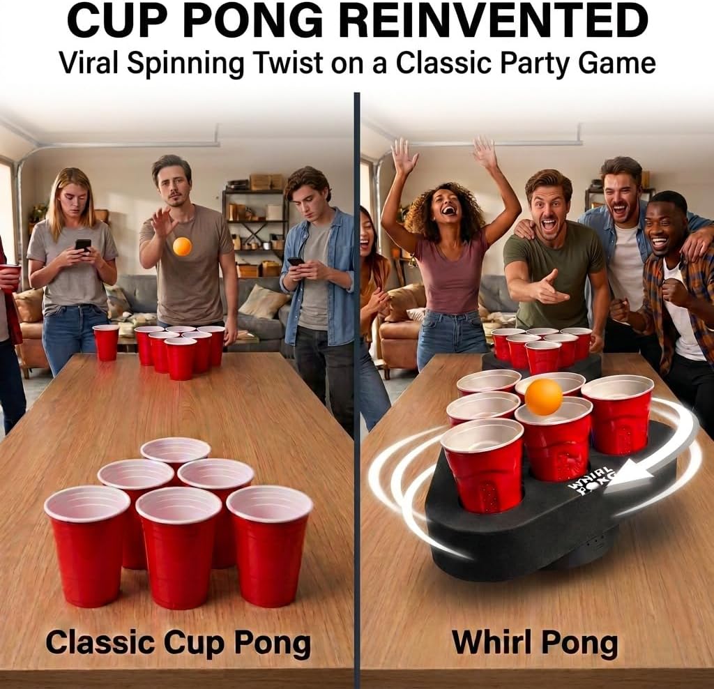 Whirl Pong - Spinning Cup Pong Game (Set of 2)