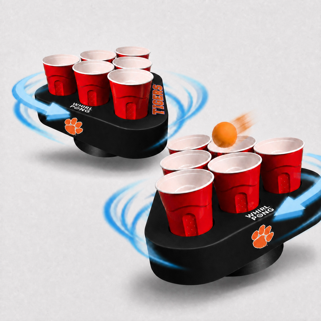 Whirl Pong™ - Spinning Cup Pong Game | Clemson (Set of 2)