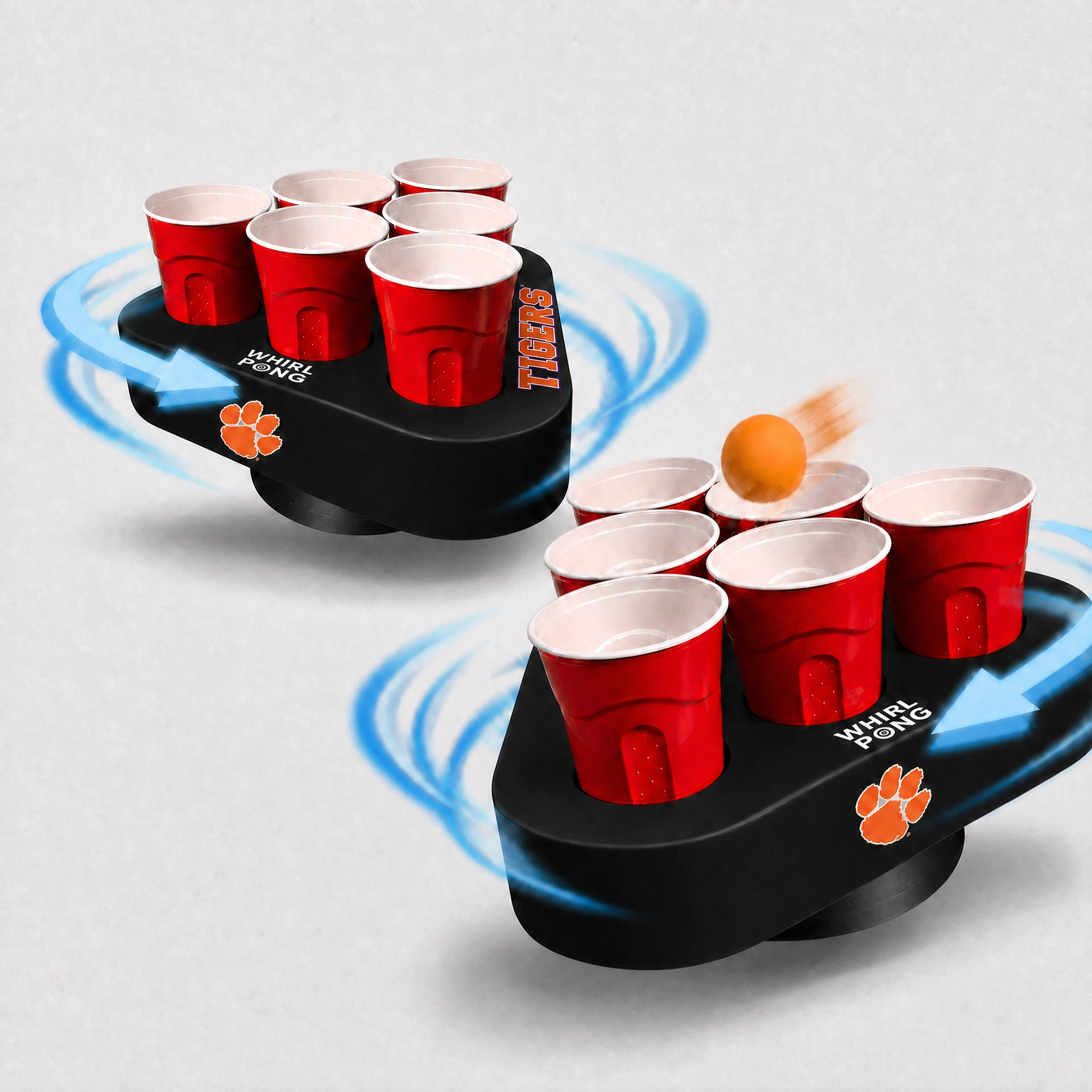 Whirl Pong™ - Spinning Cup Pong Game | Clemson (Set of 2)