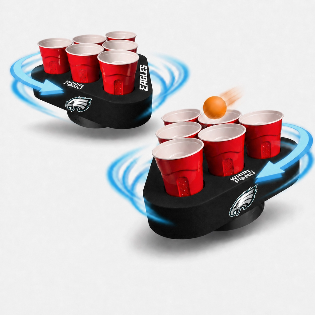Whirl Pong™ - Spinning Cup Pong Game | Philadelphia Eagles (Set of 2)