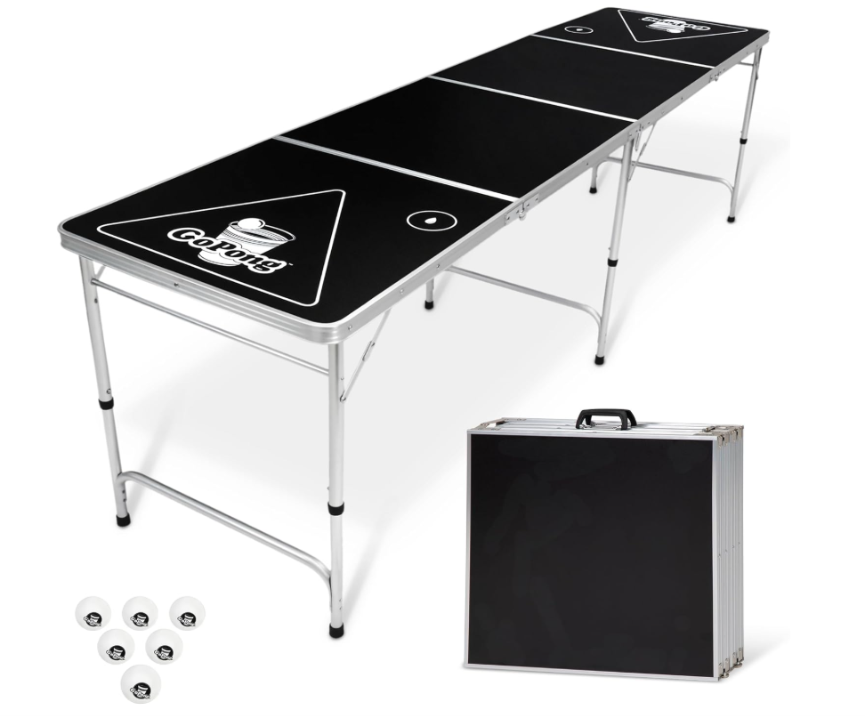 Black 8 Foot Portable Beer Pong/Tailgate Table