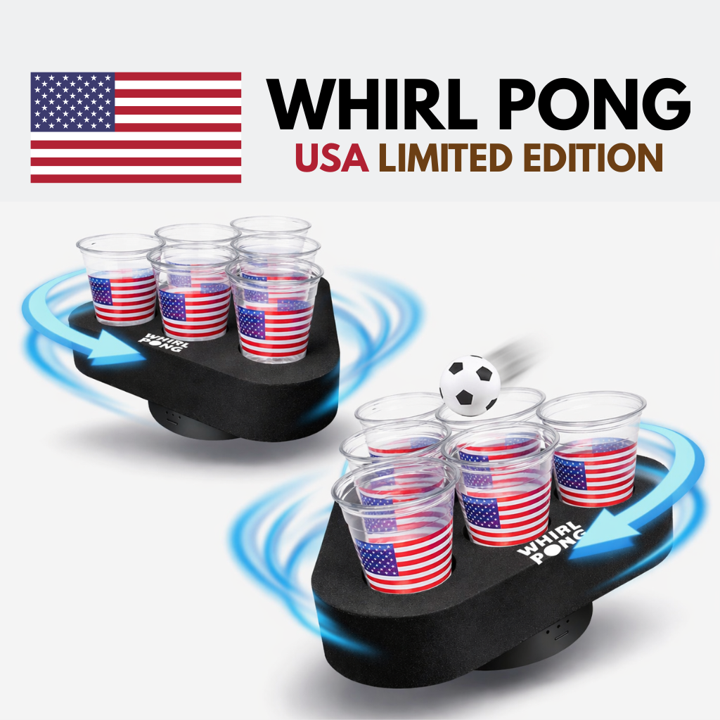 Whirl Pong™ World Cup Party Bundle (Set of 2) | Includes USA Solo Cups + Soccer Ping Pong Balls