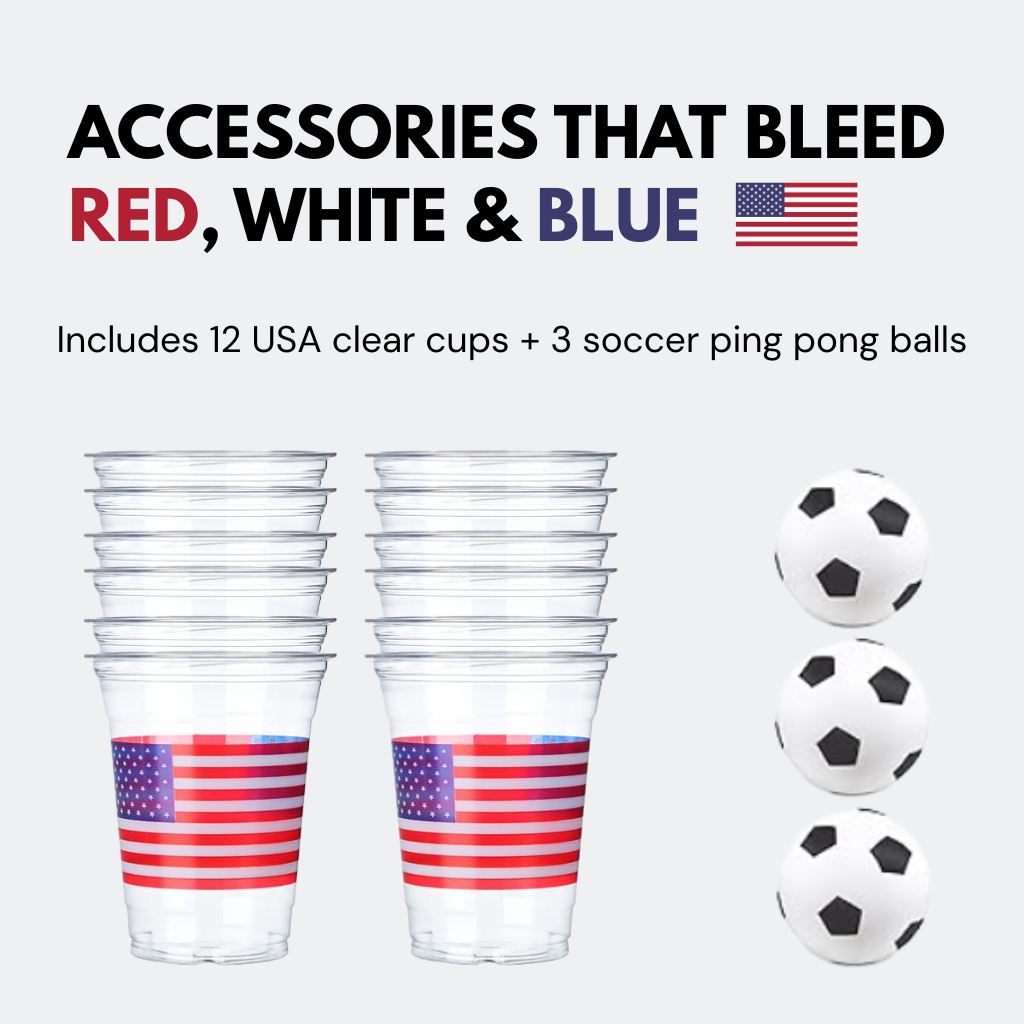 Whirl Pong™ World Cup Party Bundle (Set of 2) | Includes USA Solo Cups + Soccer Ping Pong Balls