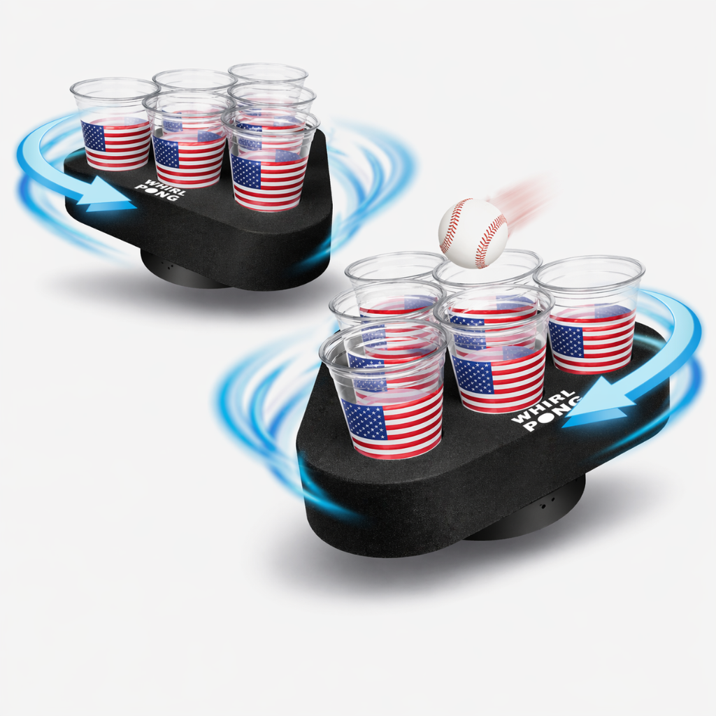 Whirl Pong™ USA Baseball Limited Edition (Set of 2) | Includes USA Solo Cups + Baseball Ping Pong Balls