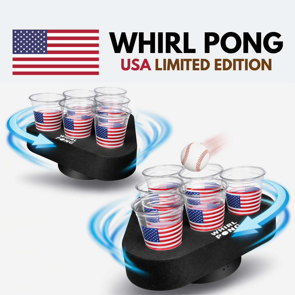 Whirl Pong™ Baseball Tailgate Party Bundle (Set of 2) | Includes USA Solo Cups + Baseball Ping Pong Balls