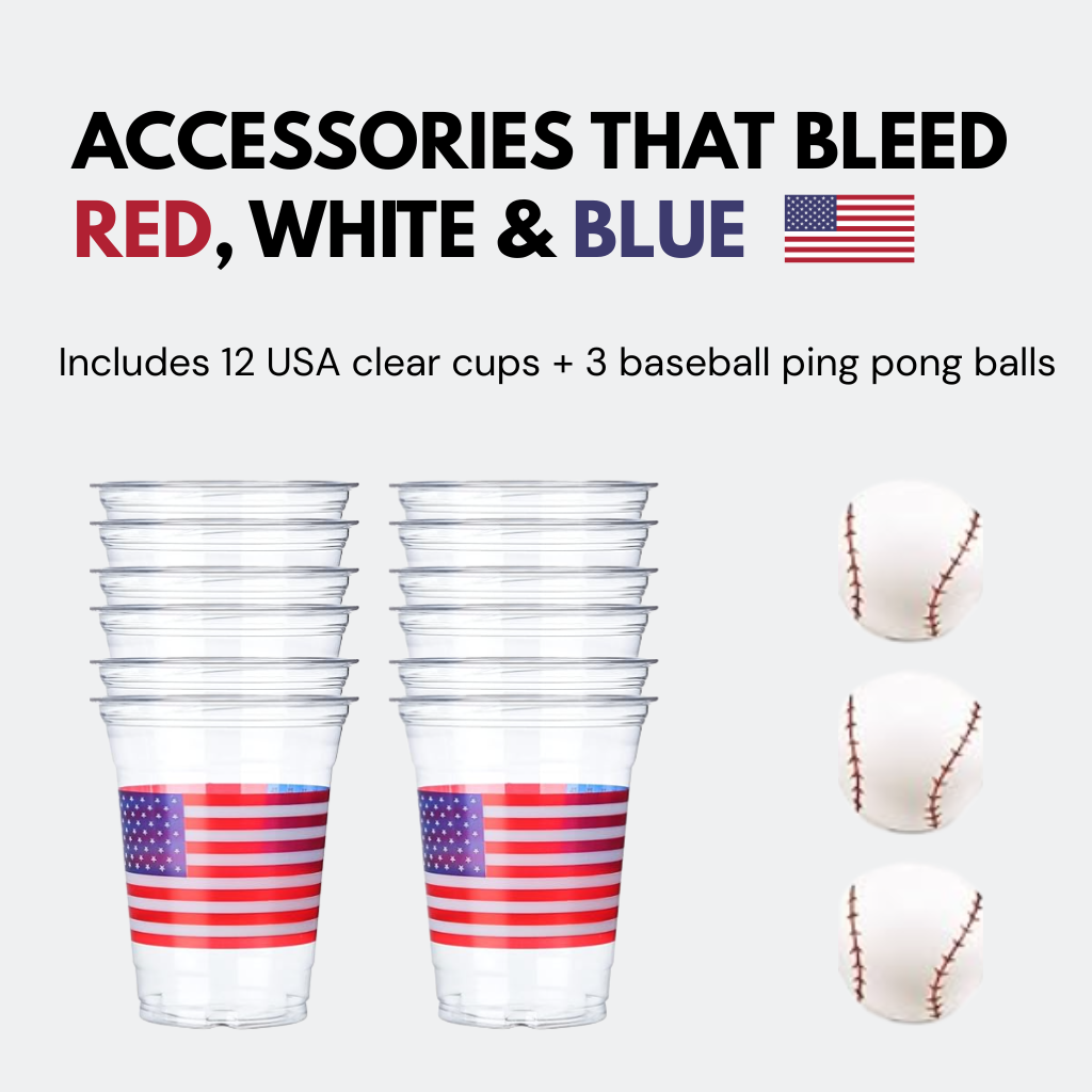 Whirl Pong™ Baseball Tailgate Party Bundle (Set of 2) | Includes USA Solo Cups + Baseball Ping Pong Balls