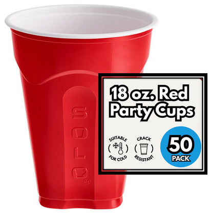 Whirl Pong Compatible 18 oz Red Solo Plastic Disposable Party Cups